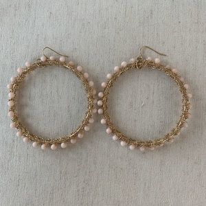 Bebe Large Gold Beaded Hoop Earrings